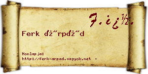 Ferk Árpád névjegykártya