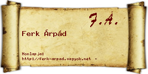 Ferk Árpád névjegykártya